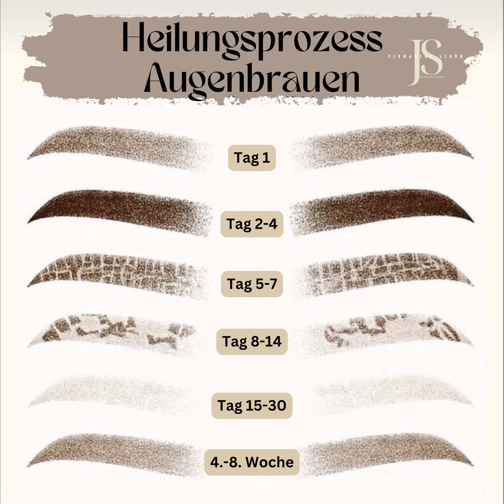 Heilungsprozess Augenbrauen nach Permanent Make-up – Verlauf von Tag 1 bis zur 8. Woche